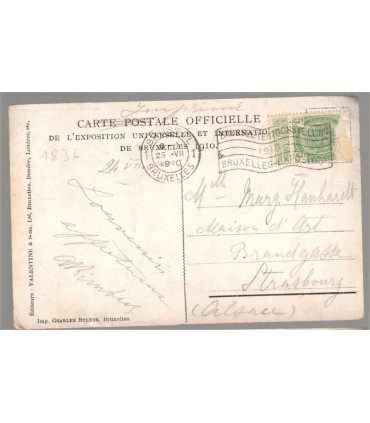 Exposition universelle de Bruxelles 1910, jardins des pays étrangers - flamme Bruxelles Expositions 1910, carte postale Belgique