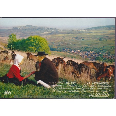 En Haut-Berry, sur les coteaux sancerrois - carte postale, vins, animaux, patois & folklore Cher 18, REC