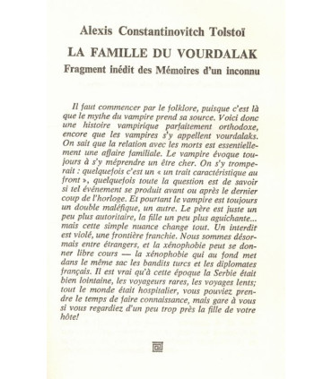 Histoires de morts-vivants, anthologie du fantastique, J. Goimard 1978 - Tolstoï, Edgar Allan Poe, Théophile Gautier