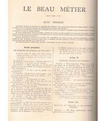 Le beau métier, Henri Clerc, acteurs Arquillière, Francoeur, - La Petite Illustration Théâtre n°250 1930