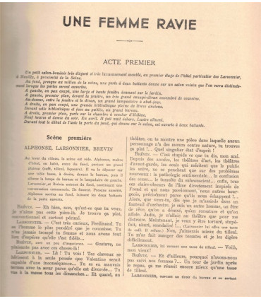 Une femme ravie, Louis Verneuil, acteurs Elvire Popesco, Jean Perier   - La Petite Illustration Théâtre n°310 1932