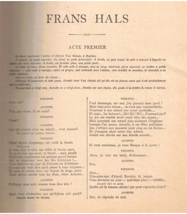 Frans Hals ou l'admiration, Sacha Guitry, acteurs Yvonne Printemps, Pierre Fresnay - La Petite Illustration Théâtre n°281 1931