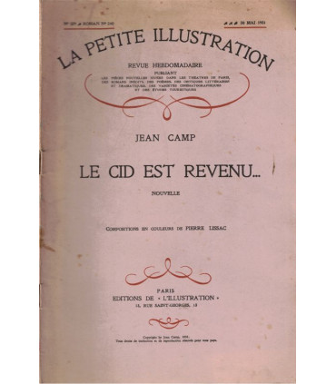 Le Cid est revenu, Jean Camp - San Pedro de Cardena Espagne, roman populaire, La Petite Illustration Roman N°240 1931