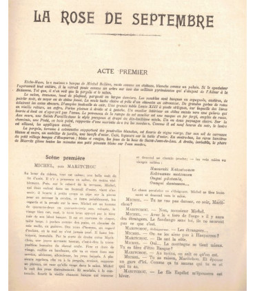 La rose de septembre, Jacques Deval, acteurs Lucien Rozenberg, Madeleine Soria  - La Petite Illustration Théâtre n°164 1926
