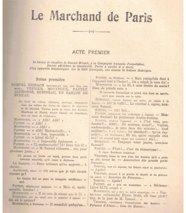 Le marchand de Paris, Edmond Fleg, acteurs Maurice de Féraudy, Marie Bell  - La Petite Illustration Théâtre n°164 1926
