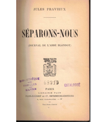 Reliure dos Cuir - Séparons-nous, journal de l'Abbé Blondot, 1905, Jules Pravieux,  - séparation de l'Eglise et Etat