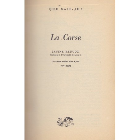 La Corse, Janine Renucci, 1987 - Que sais-je ?