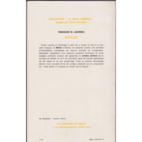 Mahler, une physionomie musicale, Theodor Adorno, 1976 - musiciens
