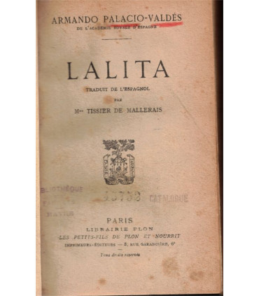Reliure dos Cuir - Lalita, Armando Palacio-Valdès, 1929 - écrivain espagnol,