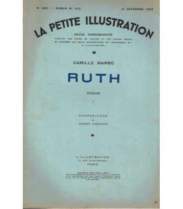 Ruth, tomes 1 et 2, Camille Marbo - roman populaire, La Petite Illustration Roman n°302 et n°303 1933