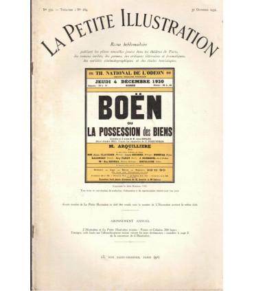 Boën ou la possession des biens, Jules Romains, acteurs  - Louis Seigneur, Arquillère, La Petite Illustration Théâtre 284 1931