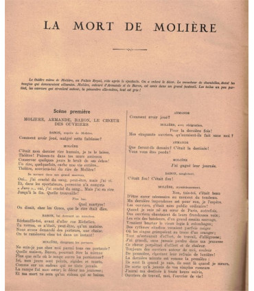 La mort de Molière, Maurice Rostand - Molière et son ombre, Jacques Richepin  - La Petite Illustration Théâtre n°61 1922