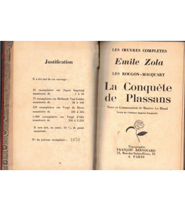 R Les Rougon-Macquart, La Conquête de Plassans Emile Zola, 1927 - reliure plein cuir, numéroté, Oeuvres complètes d'Emile Zola