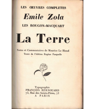 R Les Rougon-Macquart, La Terre, Emile Zola, 1929 - reliure plein cuir, collection Oeuvres complètes d'Emile Zola