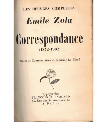 R Correspondance 1872-1902, Emile Zola, 1929 - reliure plein cuir, numéroté, Oeuvres complètes d'Emile Zola