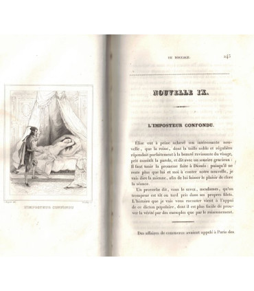 Contes de Boccace, T1, Édouard Rastoin-Brémond, 1835 - gravures XIXe s., littérature italienne XIVe siècle, dos cuir,