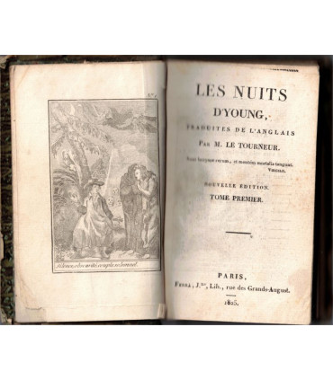 Les Nuits d'Young, T1, traduites de l'anglais par Pierre Le Tourneur, 1825 - Edward Young, romantisme XVIIIe s, gravures,