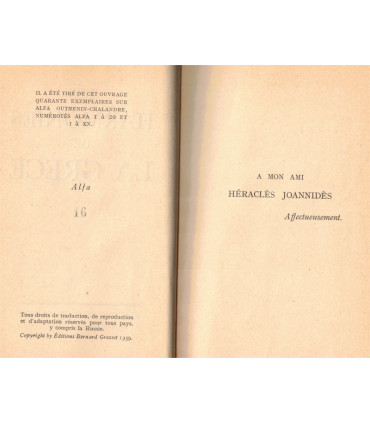 Les Harmonies de la Grèce, Jean-Germain Tricot, 1939 - numéroté, Grèce Antique, reliure dos cuir,