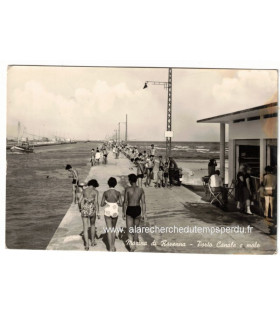 Carte postale Italie, Marina di Ravenna, timbre postal 5 lire Syracuse bleu gris - philatélie, cartes postales Italie,