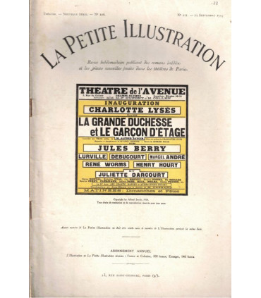 La Grande Duchesse et le garçon d'étage, Alfred Savoir - acteurs Jules Berry - La Petite Illustration Théâtre n°126 1924