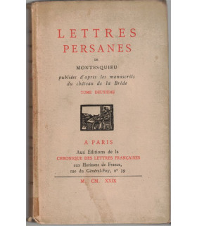Lettre persanes de Montesquieu, tome 2, 1929 - numéroté, Régence, satire sociale, littérature XVIIIe siècle,