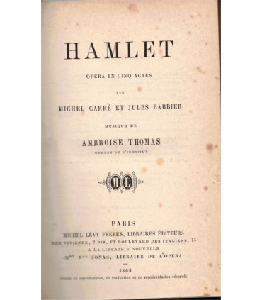 Opéras T2, Hamlet, Sigurd, Aïda, Le Cid, Tannhäuser, musique Verdi, Massé, Massenet, Richard Wagner, dos cuir,