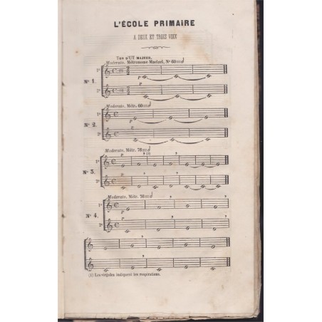 L'école primaire, solfège à deux et trois voix, A. Panseron, 1873 - manuels de musique