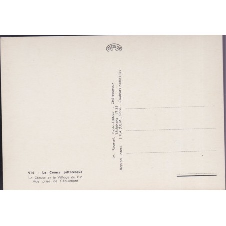 La Creuse et le village du Pin - carte postale département 23 la Creuse