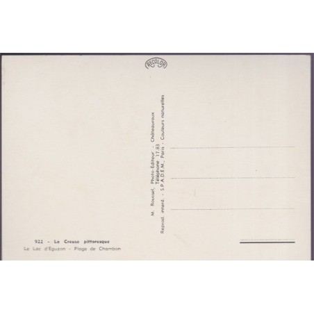 Le lac d'Eguzon, plage de Chambon - carte postale département 23 la Creuse