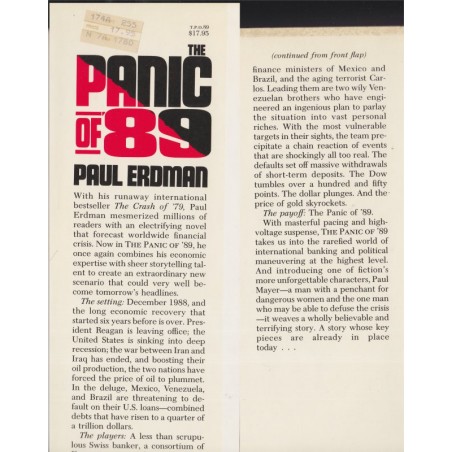 The panic of '89, Paul Erdman, 1987 - english novel, roman politique, politique américaine, Etats-Unis,