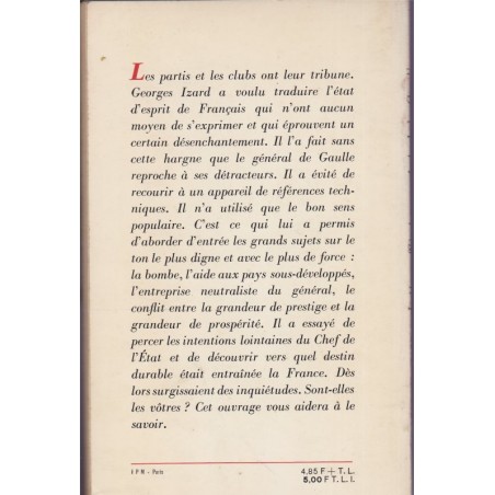 Lettre affligée au Général de Gaulle, Georges Izard, 1964 - critique politique, Président
