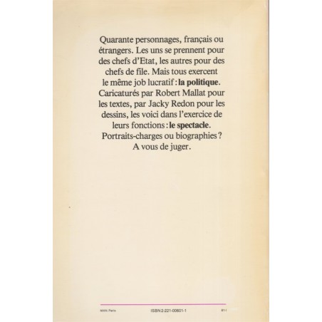 Politic show, Robert Mallat, dessins de Jacky Redon, 1980 - hommes politiques 1980, caricatures, dessins satiriques,