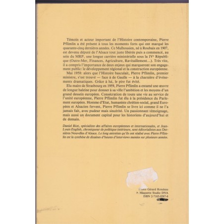 Entretiens avec Pierre Pflimlin, English et Riot, 1989 - politique, gaullisme, Alsace, Europe,