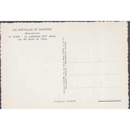 Chartres, la cathédrale vue des bords de l'Eure - carte postale département 28 Eure-et-Loir
