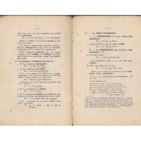 Grammaire Notes d'analyse , Société générale d'imprimerie Belfort, 1935 - manuels de français, édition rare