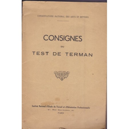 Consignes du test de Terman, 1952 - psychologie, intelligence, édition rare
