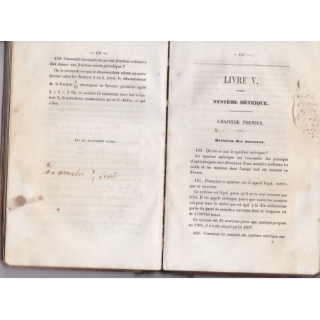 Traité d'arithmétique par questions réponses, 1854, Morand - manuels mathématiques,