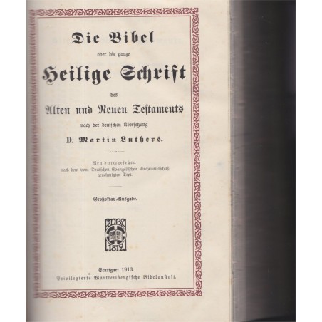 Die Bibel Heilige Schrift, Martin Luther, 1919 - Bible, protestantisme, généalogie Alsace