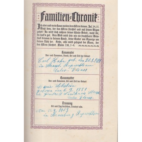 Die Bibel Heilige Schrift, Martin Luther, 1919 - Bible, protestantisme, généalogie Alsace