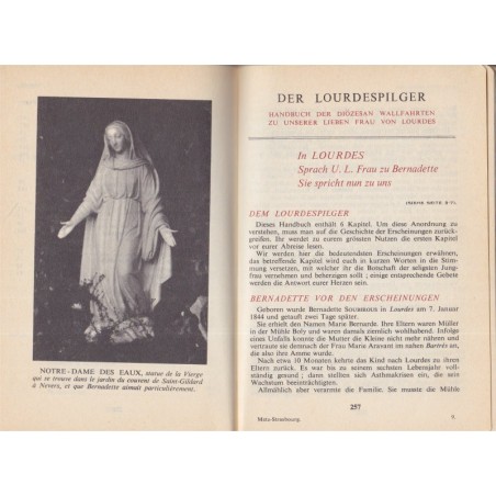 Lourdes, manuel du pèlerin, Tardy, 1962, der Lourdespilger  -, pèlerinage à Lourdes pour Alsaciens,, cantiques, Lieder,