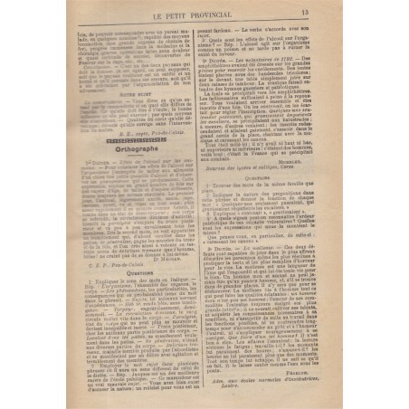 Devoirs scolaires, Le petit Provincial et le Maître Pratique réunis, journal pédagogique, 1912 - pédagogie, journaux