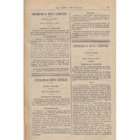 Devoirs scolaires, Le petit Provincial et le Maître Pratique réunis, journal pédagogique, 1912 - pédagogie, journaux