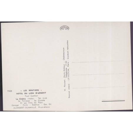 La Châtre, restaurant les Routiers Hôtel du Lion d'Argent - carte postale département 36 Indre