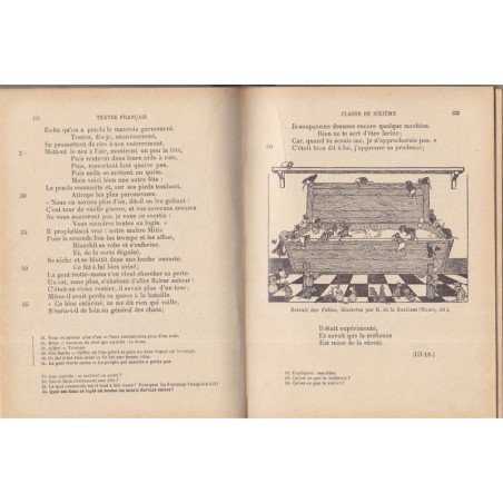 Les textes français du programme classe de 6e, Calvet et Lamy, 1934 - prosateurs, manuels de français
