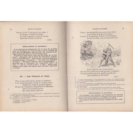 Les textes français du programme classe de 6e, Calvet et Lamy, 1934 - prosateurs, manuels de français