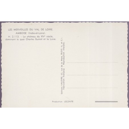 Amboise, le château dominant le quai Charles Guinot - carte postale département 37 Indre-et-Loire