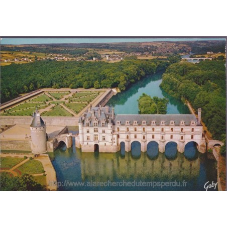 Chenonceaux vue d'ensemble, châteaux de la Loire - carte postale département 37 Indre-et-Loire