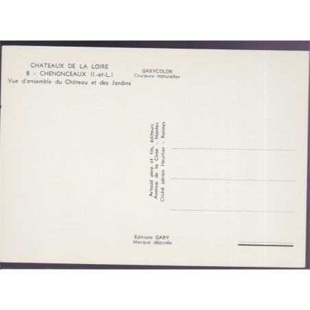 Chenonceaux vue d'ensemble, châteaux de la Loire - carte postale département 37 Indre-et-Loire