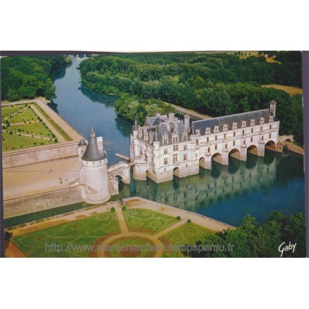 Chenonceaux vue d'ensemble du château, châteaux de la Loire - carte postale département 37 Indre-et-Loire