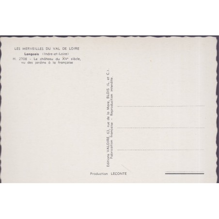 Langeais, le château vu des jardins à la française - carte postale département 37 Indre-et-Loire